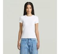 Rib Cap Sleeve T-Shirt - White - Women XXL