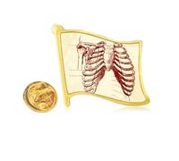 Rib Human Pleural Sketching Skeleton Golden Metal Flag Lapel Pin Badge