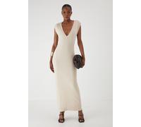 Rib Knit Plunge Sleeveless Vest Fitted Maxi Dress MissPap Stone M
