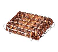 Rib Rack | 4 Handy Slots Large Vertical Grill Rack | Grill & BBQ Cooking Accessories - For Home Use Kitchen Picnic BBQ Party