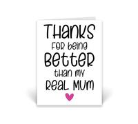 Rib Ticklerz - Card For Stepmum Thanks For Being Better Than My Real Mum Mother's Day Cards Step-Mum Gifts Step Mother Present Funny Mum Cards For Her - CD1074
