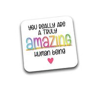Rib Ticklerz - Coffee Tea Drinks Coaster, Gift For Work Colleague Coaster, Thank You Present, A Truly Amazing Human Being, Appreciation Gift, Birthday Christmas - DC19