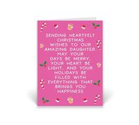 Rib Ticklerz - Daughter Christmas Cards For Him Men Merry Christmas Daughter Card From Mum and Dad Festive Cute Quote Xmas Cards Laughter Happiness Family - CD999