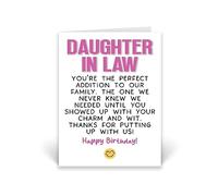 Rib ticklerz - Daughter In Law Birthday Card Funny Birthday Card For Daughter In Law Son's Wife Gifts Family Happy Birthday Perfect Addition To Our Family - CD861