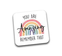 Rib Ticklerz - Friendship Coaster Birthday Gifts You Are Amazing Remember That Work Bestie Friends Colleague Employee Thank You Gift Positivity Rainbow - DC295