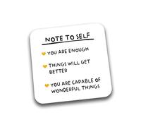 Rib Ticklerz - Friendship Gifts Note To Self Mug Coaster Positivity Pick Me Up Thank You Gift For Best Friend Inspirational Quotes You Are Enough Birthday - DC331