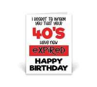 Rib ticklerz - Funny 50th Birthday Card - Funny Card For Colleague Work Bestie - Best Friend Birthday Card - Regret To Inform You Your 40's Have Expired - CD30