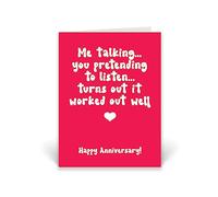 Rib ticklerz - Funny Anniversary Cards - Me Talking You Pretending To Listen - Wife Husband Girlfriend Boyfriend - For Her Him - Joke Banter Comedy Cards - CD303