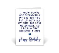Rib ticklerz - Funny Birthday Card For Stepdad Step Dad Joke Cards Not Technically My Dad Put Up With My Shit Like A Dad To Me Step Parents Cards Love You - CD809