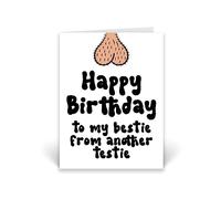 Rib ticklerz - Funny Birthday Card For Women - For Men - Rude Birthday Card For Best Friend Mate - Colleague Birthday Cards - Bestie From Another Testie - CD403