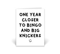 Rib ticklerz - Funny Birthday Card One Year Closer To Bingo And Big Knickers Novelty Joke Greeting Cards Auntie Uncle Mum Dad Best Friend Colleague Banter - CD944