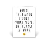 Rib ticklerz - Funny Card For Colleague - Work Bestie Joke Card - Funny Colleage Birthday Card - You're The Reason I Don't Punch People In The Face At Work - CD98
