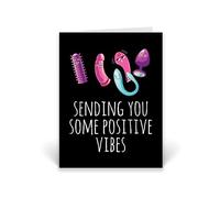 Rib ticklerz - Funny Cards - Sending You Some Positive Vibes - Rude Vibrator Cards - You Got This -Thinking Of You - So Proud Of You - Positivity Cards - CD334