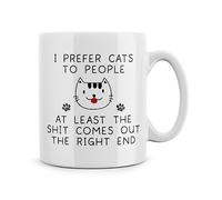 Rib ticklerz - Funny Cat Lover Mugs I Prefer Cats to People at Least The Shit Comes Out The Right End Gift Friend Mum Dad Joke Birthday Christmas Bestie - MG470