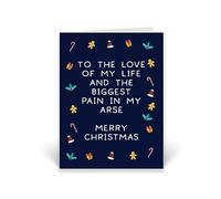 Rib ticklerz - Funny Christmas Card For Husband Boyfriend Girlfriend Wife The Love Of My Life Biggest Pain In My Arse Merry Christmas Joke Humour Novelty - CD850