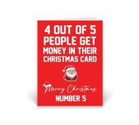 Rib ticklerz - Funny Christmas Cards 4 Out Of 5 People Get Money In Their Christmas Card For Friends Colleague Son Xmas Humour Festive Card For Him Her - CD987