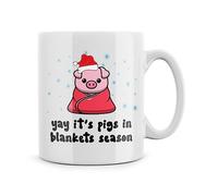 Rib ticklerz - Funny Christmas Mug - Yay It's Pigs in Balankets Season - Secret Santa Gift - Christmas Eve Mug - Colleague Best Friend - Festive Mugs Gifts - MG191