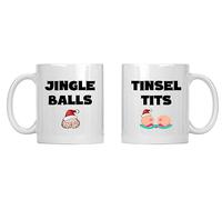 Rib ticklerz - Funny Christmas Mugs Jingle Balls Tinsel Tits Couples Gift Set His and Hers Mr and mrs Joke Present Best Friend Work Colleage Secret Santa - MG601