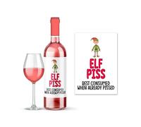 Rib Ticklerz - Funny Christmas Wine Label - Colleague Secret Santa Gift - Family Christmas Dinner Joke Party Present - Elf Piss Consume When Pissed Banter - WLS48