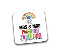 Rib Ticklerz - Funny Coaster Novelty Lesbian Gay Wedding Gift Mrs & Mrs F*cking Fabulous Congratulations Engagement Best Friend Marriage Wedding Newly Weds - DC157
