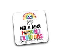 Rib Ticklerz - Funny Coaster Novelty Wedding Gift Mr & Mrs F*cking Fabulous Congratulations Engagement Present Best Friend Marriage Wedding Gift Newly Weds - DC156