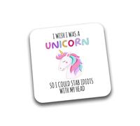 Rib Ticklerz - Funny Coaster Unicorn Stab Idiots With My Head Work Office Leaving Coffee Gift Best Friends 18th 21st 30th 40th Birthday Joke Secret Santa - DC320