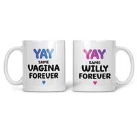 Rib ticklerz - Funny Couples Mug Set, Yay Same Vagina Willy Forever, Funny Engagement Gifts, Engaged Congrats Gift, Wedding Present, Besties Joke Gift - MG61