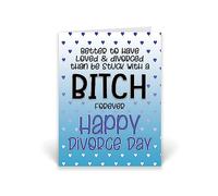 Rib ticklerz - Funny Divorce Card - Happy Divorce Day - Loved & Divorced Stuck With A Bitch Forever - Break Up Card - Work Colleague Bestie Card - Divorced - CD86