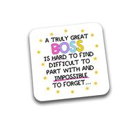 Rib Ticklerz - Funny Drinks Coaster A Truly Great Boss Is Hard To Find Thank You Gift For Colleague Work Friend Boss Manager Leaving Work Retirement - DC323