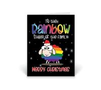 Rib ticklerz - Funny Gay Christmas Card - To The Rainbow Sheep Of The Family - Gay Joke Cards - Brother Uncle Son Banter Christmas Cards - Merry Christmas - CD285