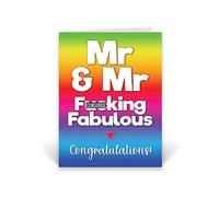 Rib ticklerz - Funny Gay Wedding Cards - Mr & Mr F*cking Fabulous Congratulations - Gay Men Wedding Cards - Gay Bestie Marriage Card Gift - Funny Banter - CD238