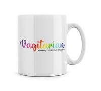 Rib ticklerz - Funny Gift for Lesbian - Funny Mug - Vagitarian Meaning Massive Lesbian - Joke Present - Girlfriend Gifts - Best Friend - Birthday - Jokes 10oz Ceramic Mugs - MG120