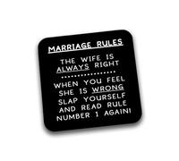 Rib Ticklerz - Funny Gifts Marriage Rules Coaster Novelty Present Anniversary Wedding Engagement Joke Present Husband Wife Wedding Best Friend New Home - DC251