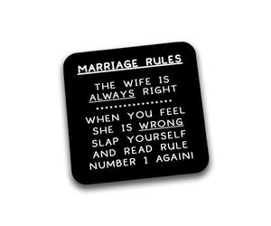 Rib Ticklerz - Funny Gifts Marriage Rules Coaster Novelty Present Anniversary Wedding Engagement Joke Present Husband Wife Wedding Best Friend New Home - DC251