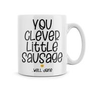 Rib ticklerz - Funny Graduation Mug, 10oz Ceramic, Clever Little Sausage Well Done, Passed Exams, University Graduate, Passed Driving Test, Proud of You, Jokes Coffee Cup - MG37
