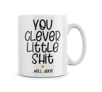 Rib ticklerz - Funny Graduation Mug, Ceramic 10oz, Clever Little Shit, Well Done Passed Exams, University Graduate Gifts, Passed Driving Test, Proud of You, Coffee Tea Cup - MG36