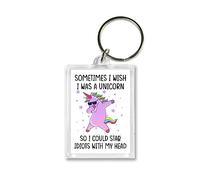 Rib ticklerz - Funny Keyring - Unicorn Gift - Joke Keyring - Stab Idiots With My Head - For Her - Secret Santa Work Present - Birthday Best Friend Banter - KR118