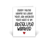 Rib ticklerz - Funny Leaving Card For Colleague - Sorry You're Having To Leave Your Job Because Your Boss Is A W*nker - Funny New Job Cards - Work Bestie - CD134
