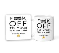 Rib ticklerz - Funny Leaving Gifts Colleagues Mug & Coaster Set New Job Moving Away Fresh Start Friends Family Fuck Off to Your New Job Then Will Be Missed - CM19