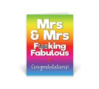Rib ticklerz - Funny Lesbian Wedding Cards - Mrs & Mrs F*cking Fabulous Congratulations - Lesbian Wedding Cards - Gay Bestie Marriage Card Gift - Funny - CD239
