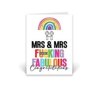 Rib ticklerz - Funny Lesbian Wedding Cards - Mrs & Mrs F*cking Fabulous Congratulations - Lesbian Wedding Cards - Gay Bestie Marriage Card Gift - Funny - CD564