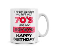 Rib ticklerz - Funny Mug, 80th Birthday Gift Mug, Regret to Inform You That Your 70's Have Now Expired Happy Birthday, Joke Mug Cup Bestie Friend Colleague, Nana, Grandad - MG17