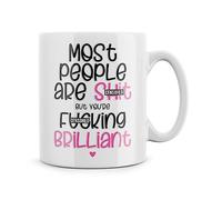 Rib ticklerz - Funny Mug, Best Friend Birthday Gifts, Work Bestie Work Colleague, Most People are Shit But You're F*cking Brilliant, Thank You Friend Mug - MG31