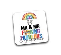 Rib Ticklerz - Funny Mug Coaster Novelty Gay Men Wedding Gift Mr & Mr F*cking Fabulous Congratulations Engagement Best Friend Marriage Wedding Newly Weds - DC158