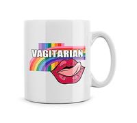 Rib ticklerz - Funny Mug Vagitarian Lesbian Joke Present Funny Gift for Lesbian Girlfriend Gifts Best Friend Birthday Jokes Colleague Secret Santa Sister - MG237