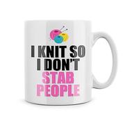 Rib ticklerz - Funny Mugs Knitting Sewing I Knit So I Don't Stab People Birthday Mum Christmas Grandma Friend Knitter Colleague Secret Santa for Her Him - MG280
