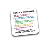 Rib Ticklerz - Funny Novelty Mug Coaster Five Rules To Remember In Life Work Colleague Gifts Secret Santa Birthday Present Office New Job Gifts Leaving - DC207