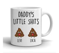 Rib ticklerz - Funny Personalised Custom Mug - Daddy's Little Shits - Father's Day Gift - Daddy Birthday Gift - Daddy Christmas Xmas Gift - Funny Present Joke - MG110