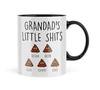 Rib ticklerz - Funny Personalised Custom Mug Grandad's Little Shits Father's Day Gift Grandad Birthday Joke Gift Grandad Christmas Xmas Present Funny Grandparent Joke 11oz Mug - MG107-BLACK