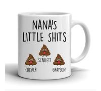 Rib ticklerz - Funny Personalised Custom Mug - Nana's Little Shits - Mother's Day Gift - Nana Birthday Gift - Nana Christmas Xmas Gift - Funny Present Joke Nan - MG109